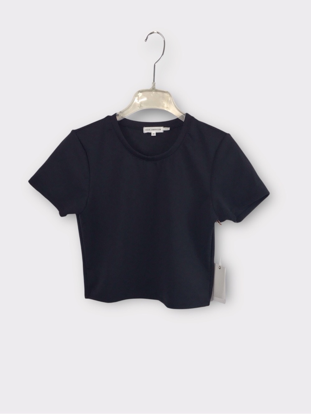 Good American NWT Black Compression Crop Top Short Sleeves - Picture 2 of 5